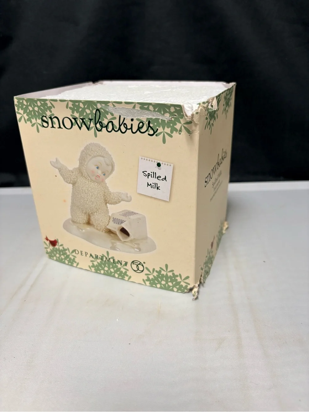 Dept 56 Snowbabies SPILLED MILK Figure Damaged Box Collectible Wintertime X-Mas